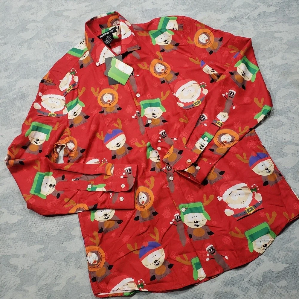 Suitmeister Christmas Pajama Top Mens Medium Red Southpark